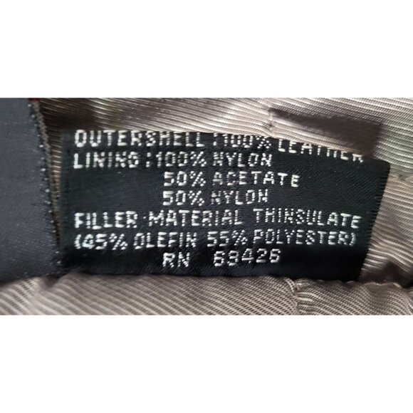 Vintage WILSONS Black Leather Trench Coat Quilted Thinsulate Lined Long Jacket - Picture 8 of 15